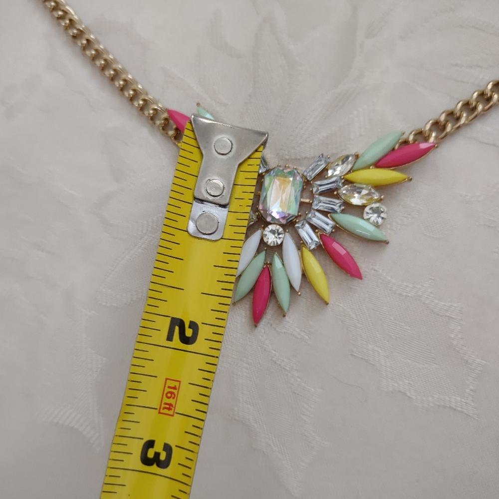 Crystal Multi Color Statement Pendant Necklace - image 3
